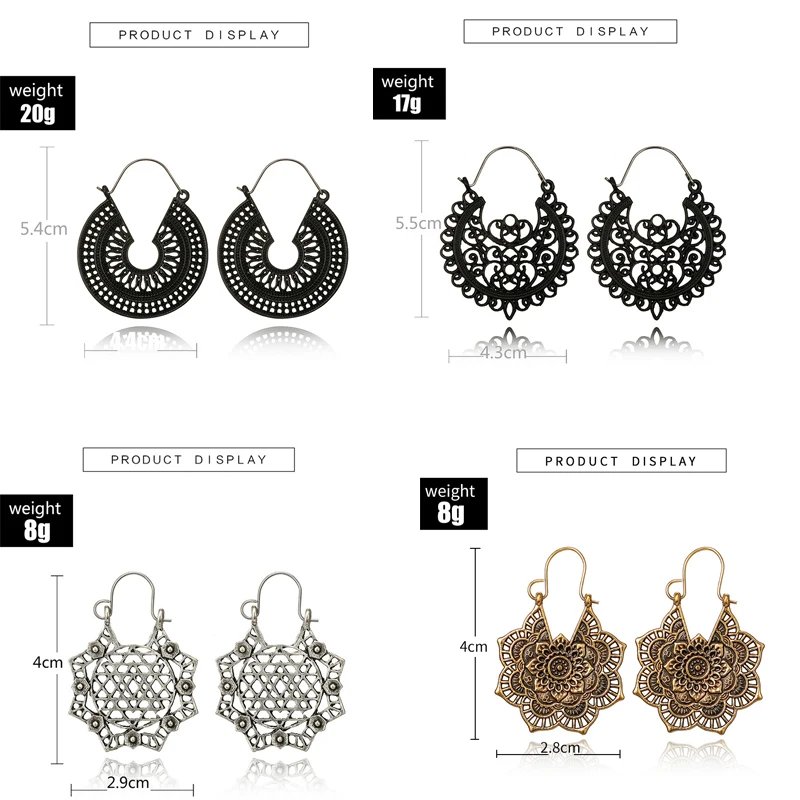 docona 15 Style Vintage Antique Silver Color Earrings for Women Hollow Carve Flowers Gypsy Tribal Ethnic Dangle Earrings серьги docona 15 Style Vintage Antique Silver Color Earrings for Women Hollow Carve Flowers Gypsy Tribal Ethnic Dangle Earrings серьги