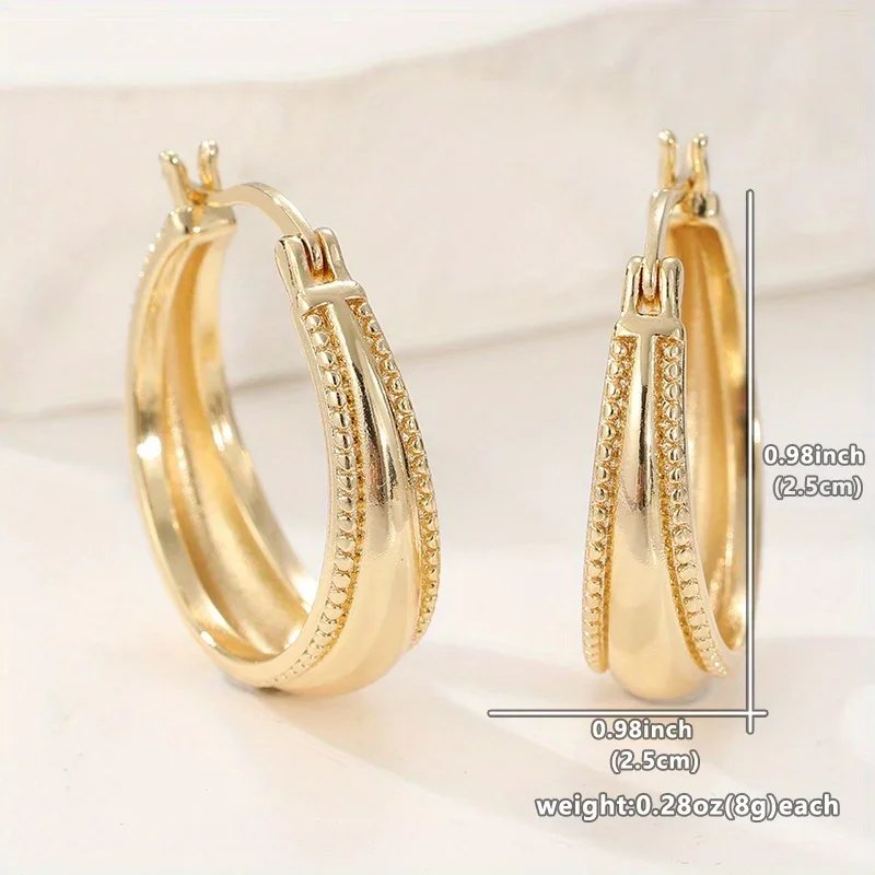 Vintage Copper Material Wide Face Craftsman Carved Lace Earrings for Women's Fashion Hoop Earrings