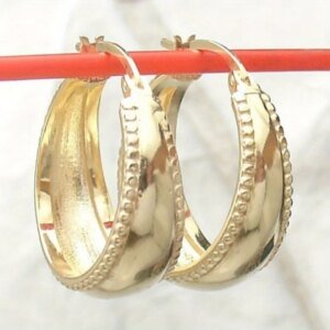 Ethnic Vintage Copper Material Wide Face Craftsman Carved Lace Earrings for Women's Fashion Hoop Earrings