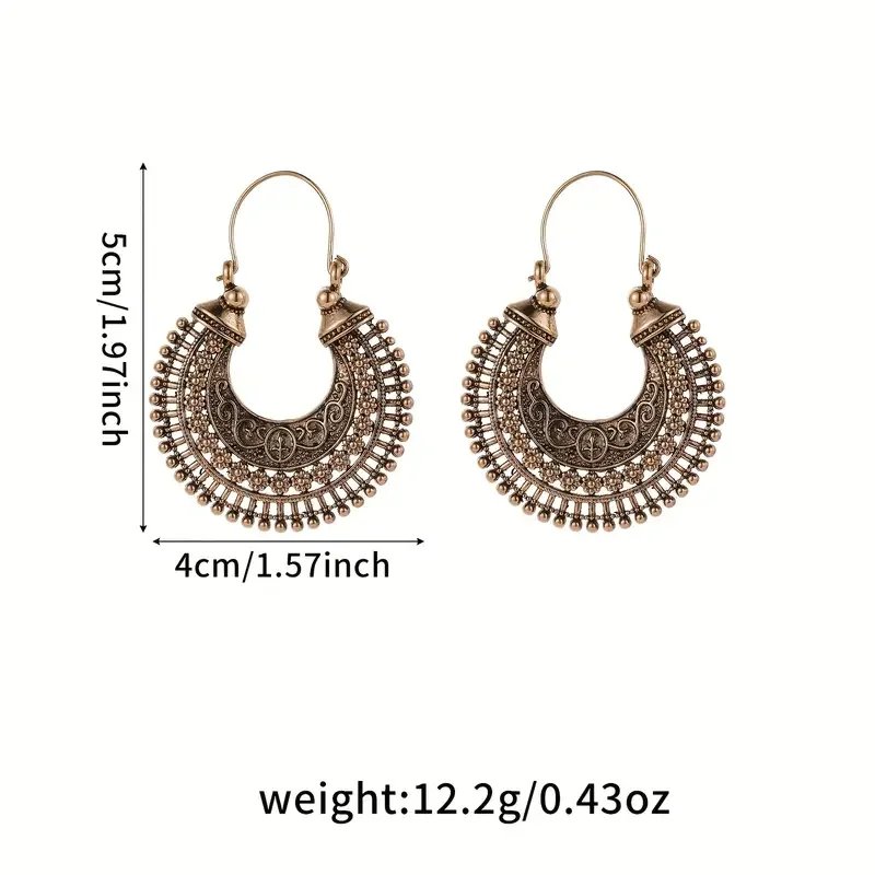 Retro Bohomian Antique Bronze Hoop Earrings for Women Niche Design Hollow Design Fashion Earring Daily Wear Party Jewelry Gifts