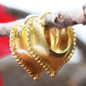 Ethnic Vintage Gold Color Hoops Women's Earrings Carving Heart Party Daily Wear