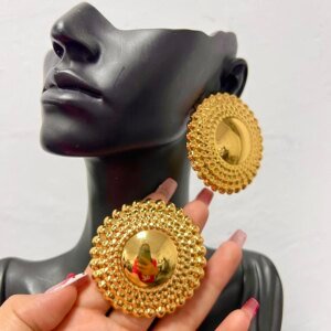 Gold Plated Earrings Jewelry for Women Weddings Design Circle Clip Earrings for Engagement Bride Luxury Hoop Earrings