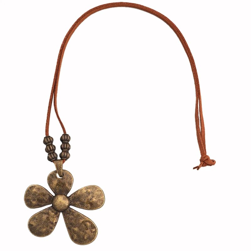 1x Brown Leather Cord Chain Multilayer/Flower Pendant Necklaces for Women Men Vintage Jewelry Boho Long Sweater Necklace Jewelry 1x Brown Leather Cord Chain Multilayer/Flower Pendant Necklaces for Women Men Vintage Jewelry Boho Long Sweater Necklace Jewelry