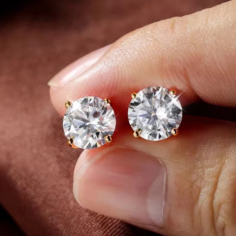 0.3-2CT Moissanite Stud Earrings for Women Sparkling Lab Imitation Diamond Earring Luxury Wedding Jewelry 14K Gold Filled - Image 2