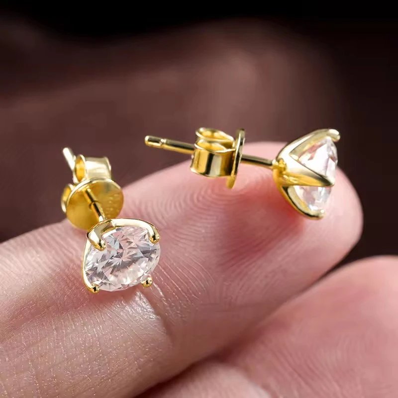 0.3-2CT Moissanite Stud Earrings for Women Sparkling Lab Imitation Diamond Earring Luxury Wedding Jewelry 14K Gold Filled - Image 3