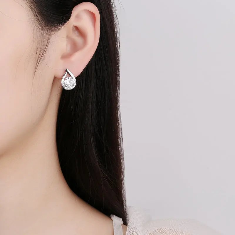 925 Silver Earrings For Women Round Zircon Earrings Sparkling Party Wedding Jewelry Gift Accessories