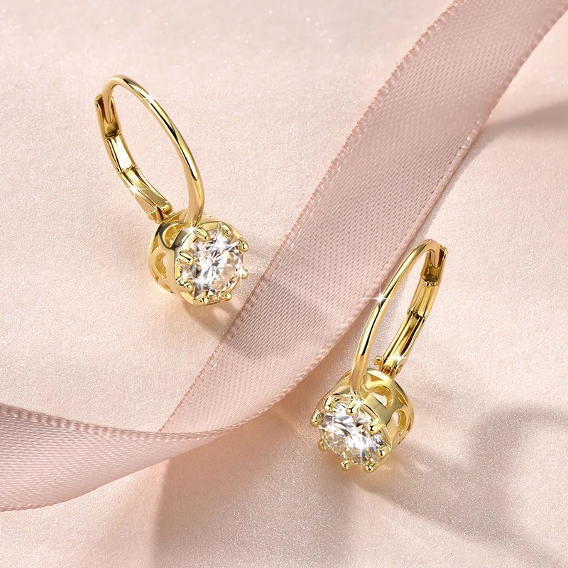 Lnngy Sparkling GRA Certified Moissanite Diamond Earrings For Women 14K Gold Filled 6.5MM Single Stone Hoop Earring Jewelry Lnngy Sparkling GRA Certified Moissanite Diamond Earrings For Women 14K Gold Filled 6.5MM Single Stone Hoop Earring Jewelry