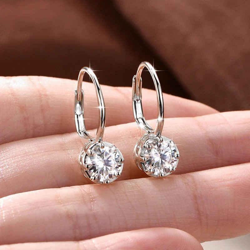 Lnngy Sparkling GRA Certified Moissanite Diamond Earrings For Women 14K Gold Filled 6.5MM Single Stone Hoop Earring Jewelry Lnngy Sparkling GRA Certified Moissanite Diamond Earrings For Women 14K Gold Filled 6.5MM Single Stone Hoop Earring Jewelry