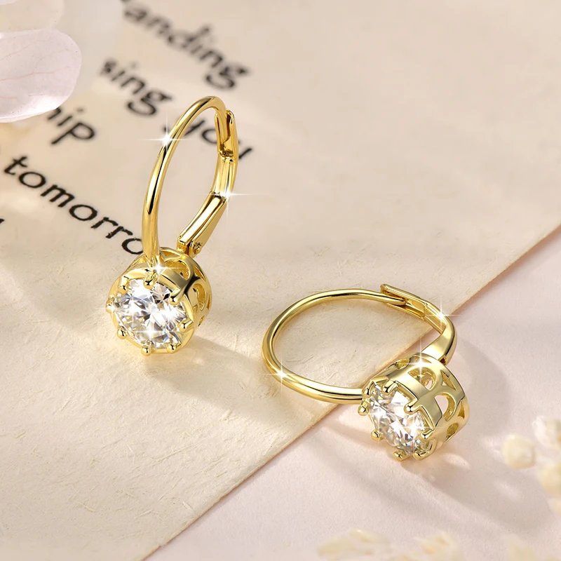 Lnngy Sparkling GRA Certified Moissanite Diamond Earrings For Women 14K Gold Filled 6.5MM Single Stone Hoop Earring Jewelry Lnngy Sparkling GRA Certified Moissanite Diamond Earrings For Women 14K Gold Filled 6.5MM Single Stone Hoop Earring Jewelry