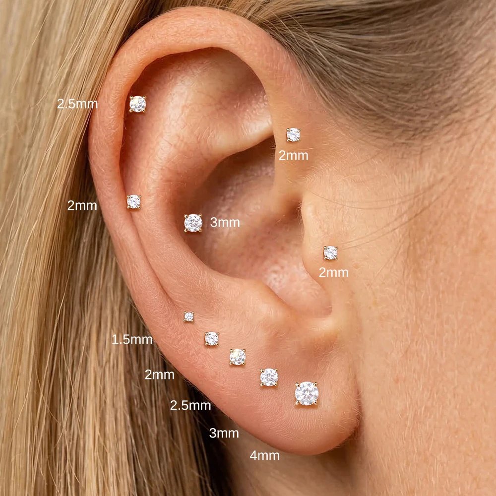 CANNER 14K Solid Gold G23 Titanium Star Heart Zircon Cartilage Tragus Helix Piercing Stud Earrings Hypoallergenic Jewelry Gift CANNER 14K Solid Gold G23 Titanium Star Heart Zircon Cartilage Tragus Helix Piercing Stud Earrings Hypoallergenic Jewelry Gift