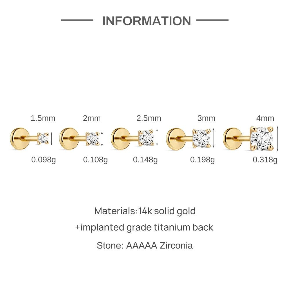 CANNER 14K Solid Gold G23 Titanium Star Heart Zircon Cartilage Tragus Helix Piercing Stud Earrings Hypoallergenic Jewelry Gift CANNER 14K Solid Gold G23 Titanium Star Heart Zircon Cartilage Tragus Helix Piercing Stud Earrings Hypoallergenic Jewelry Gift