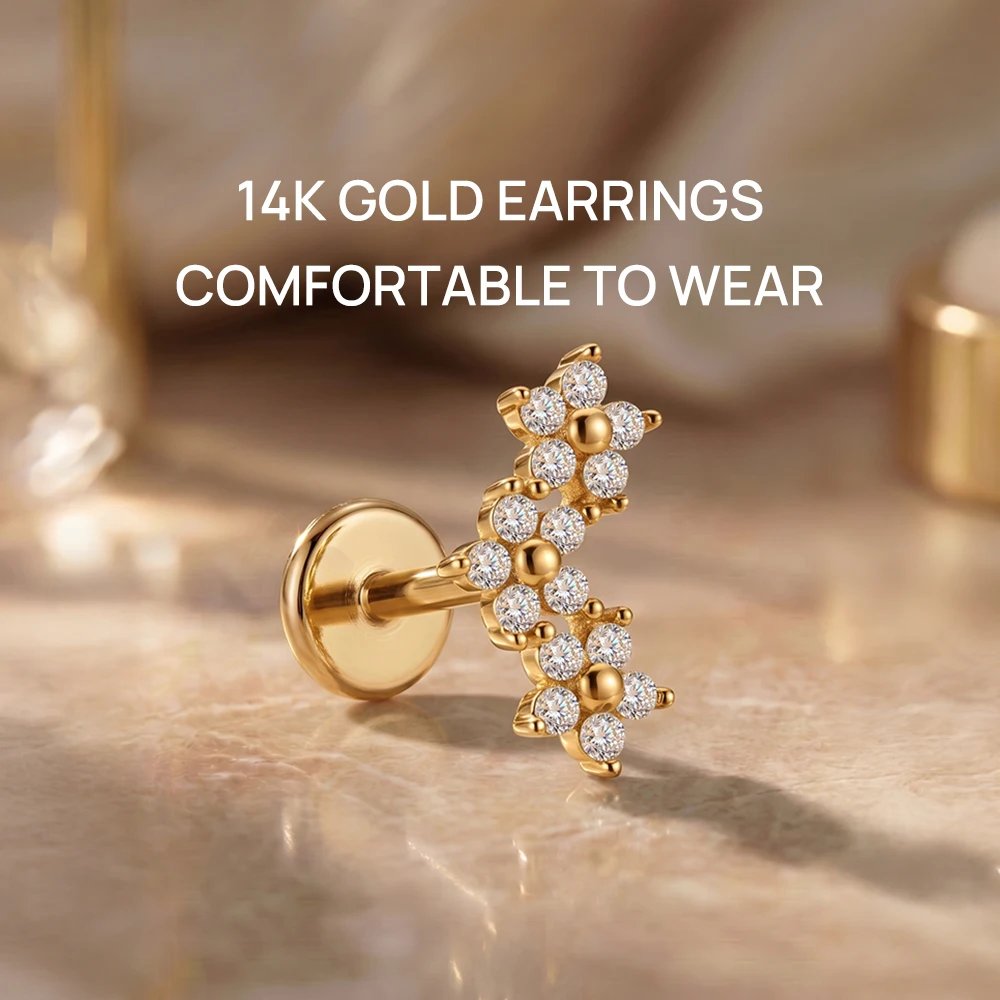 CANNER 14K Solid Gold G23 Titanium Star Heart Zircon Cartilage Tragus Helix Piercing Stud Earrings Hypoallergenic Jewelry Gift CANNER 14K Solid Gold G23 Titanium Star Heart Zircon Cartilage Tragus Helix Piercing Stud Earrings Hypoallergenic Jewelry Gift