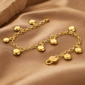 18K Gold Round Beans Beads Charms Bracelets For Women Fine Jewelry Wedding Party Gift Fashion Personality Bracelet