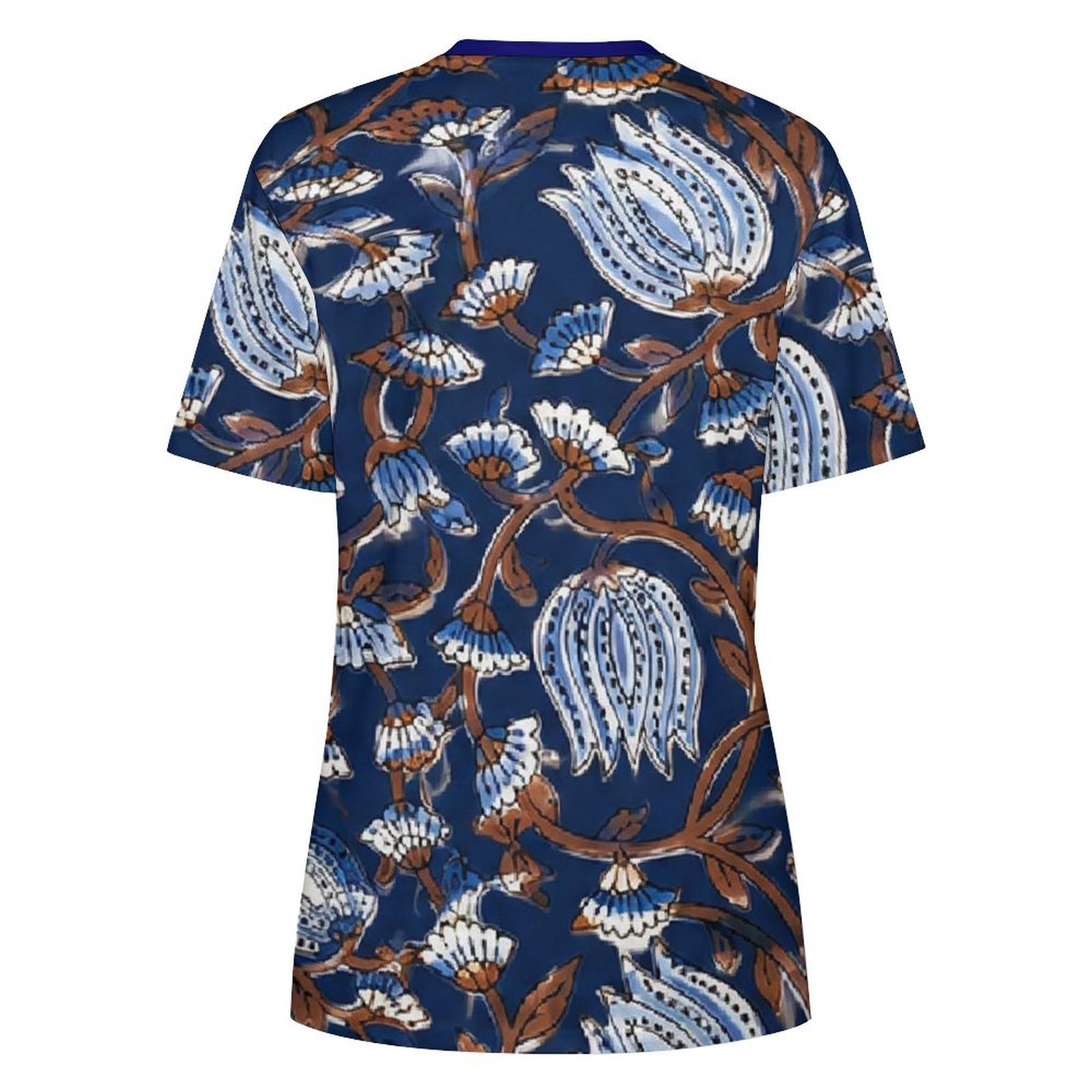 all bule flowers All-Over Print Women's Cotton T-Shirt - Image 2