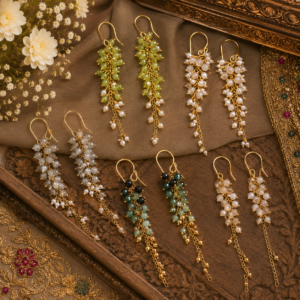 Ethnic Filled Labradorite and Freshwater Pearl Earrings, Delicate Drop, Gems Faceted Rondelles