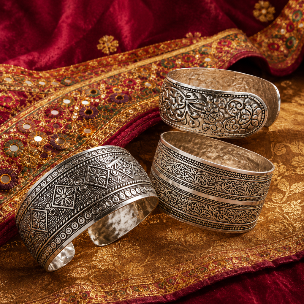 Antique Silver Color Pattern Bangles For Women Metal Bracelets Party Jewelry Gifts