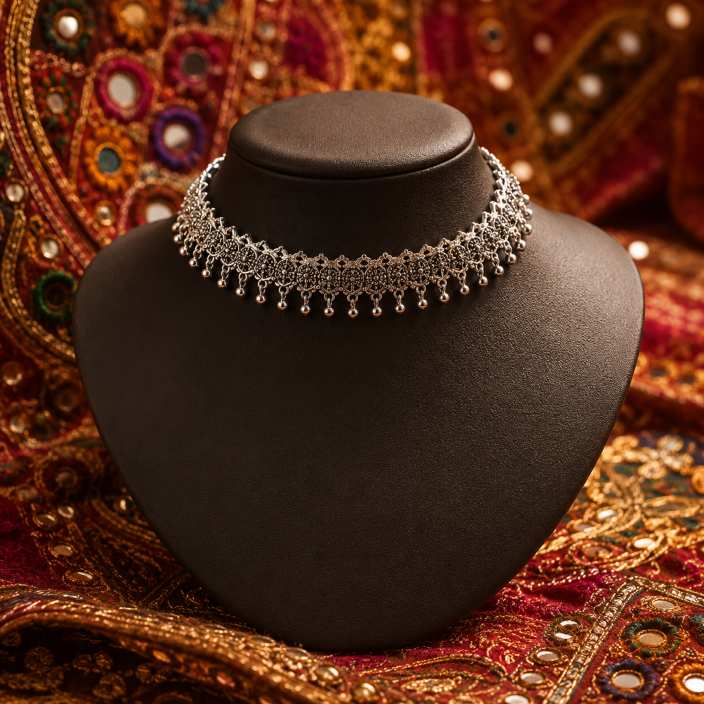 Ethnic Chunky Charm Garba Fashion Women Statement Necklace Alloy Pendant Jewelry