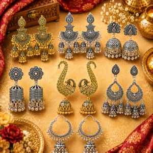 Ethnic Vintage Women's Geometric Jhumka Earrings Indian Jewelry Gold Color Tassel Dangling Earrings