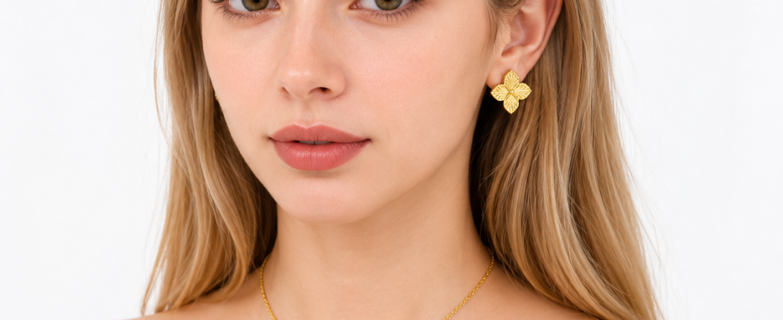 Elegant and Hypoallergenic Gold Clover Jewelry Set Worth Your Investment
