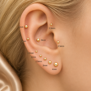 Pure Gold 1PC 14K Solid Gold Titanium Piercing Classic Smooth Ear Bone For Women Men Hypoallergenic Stud Earring Jewelry Party Gift