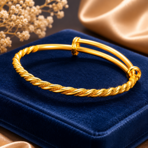 18K Gold Pure Yellow Bangles Adjustable  Twist Luxury Women Party Jewelry Bracelets