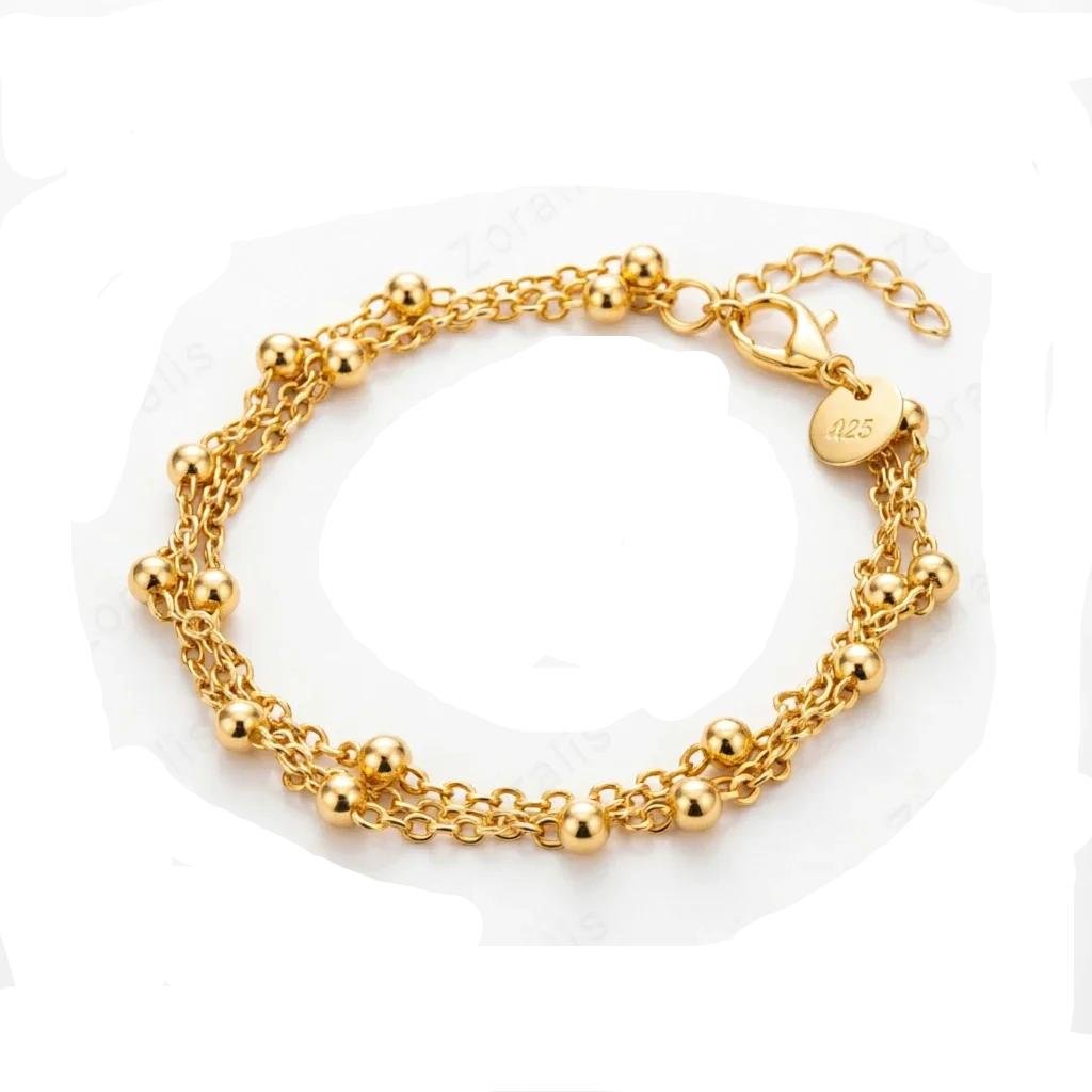 Wholesale High Quality 18K Gold Beads Bracelets Chain For Women Fashion Party Wedding Lovely Jewelry Luxury Gifts
