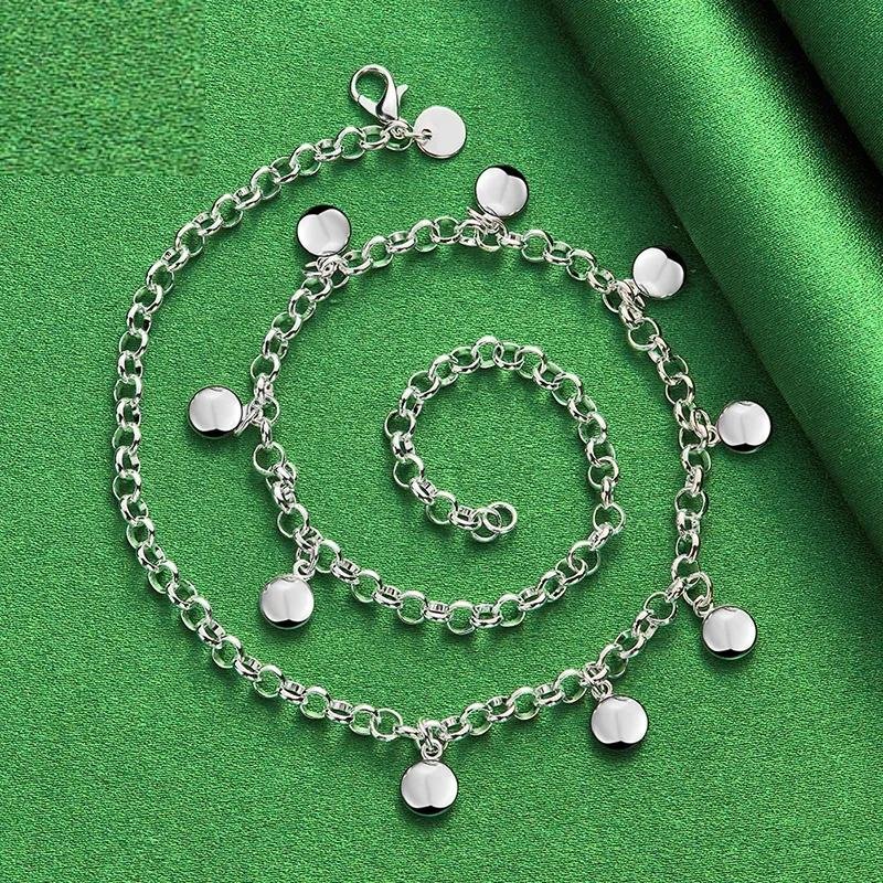 18K Gold Christmas Gift 18 Inch Chain Small Round Pendant Necklaces For Woman Party Birthday Wedding Charm Jewelry