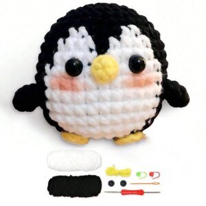 Penguin Crochet Kit, Beginner Crochet Material Pack, Birthdays and Christmas and Mother's Day Gift, Beginner Crochet