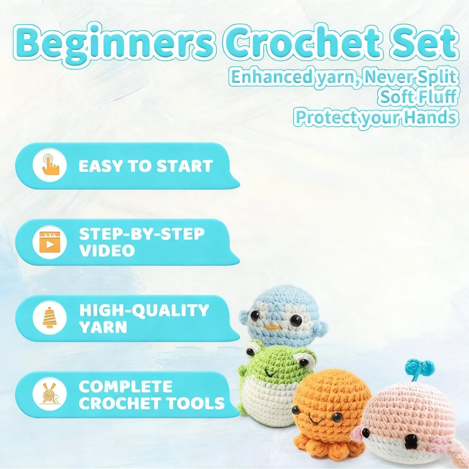 Penguin Crochet Kit, Beginner Crochet Material Pack, Animal Kit, Birthdays and Christmas and Mother's Day Gift, Beginner Crochet