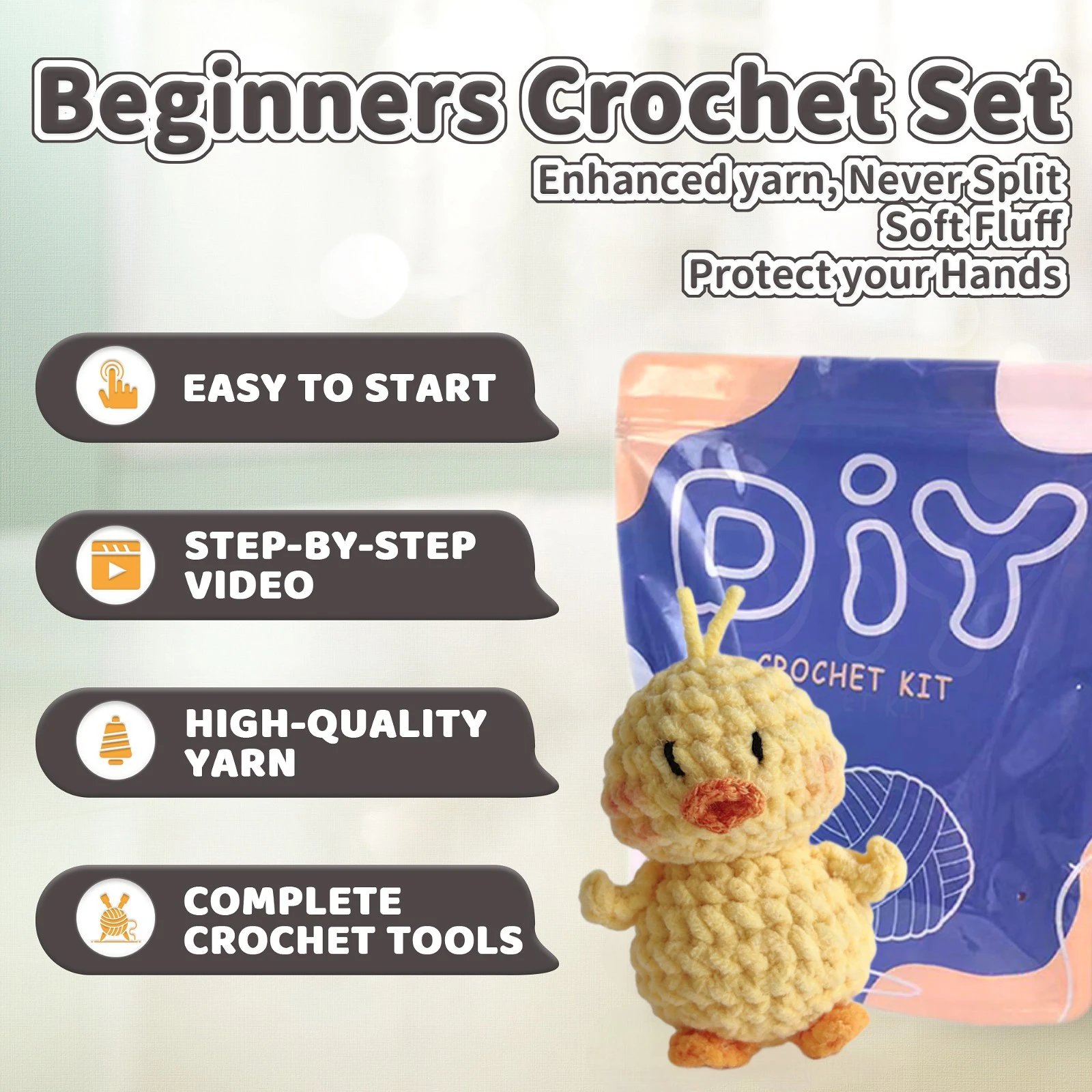 Easy Crochet Kit for Beginners-four Pack Crochet Easy Learn to Starter Amigurumi Knitting Kit - Image 4