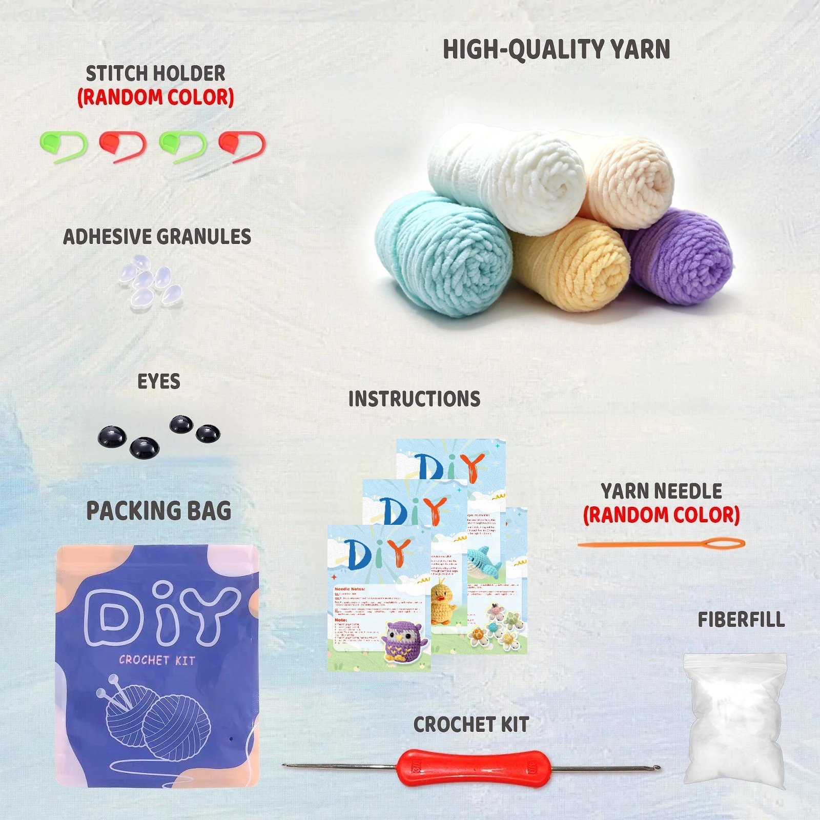 Easy Crochet Kit for Beginners-four Pack Crochet Easy Learn to Starter Amigurumi Knitting Kit - Image 2