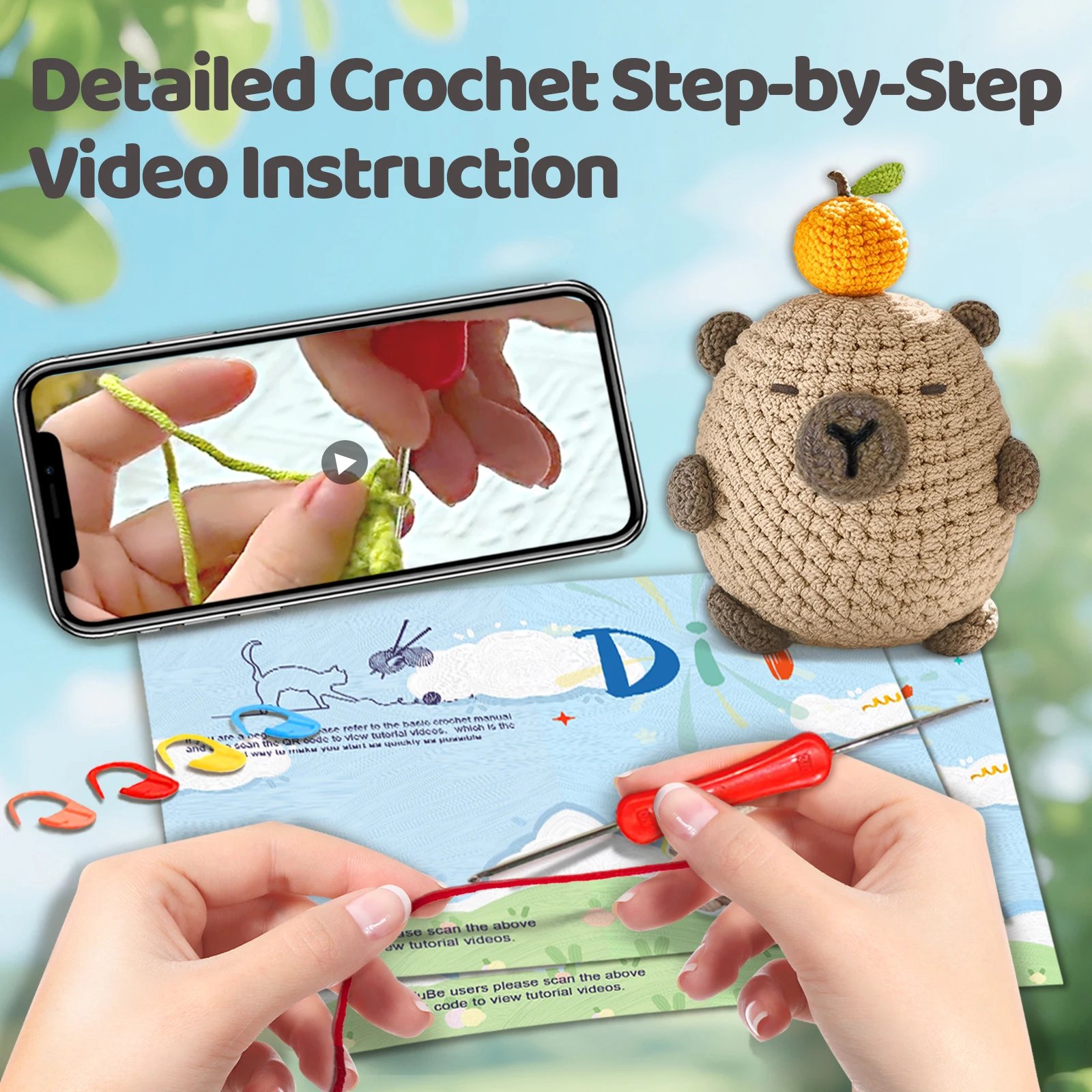 AMAXIN Animal Crochet Kit for Beginners-3 Pack Rabbit Cat Penguin Easy Learn to Starter Amigurumi Knitting Kit and Yarn Craft