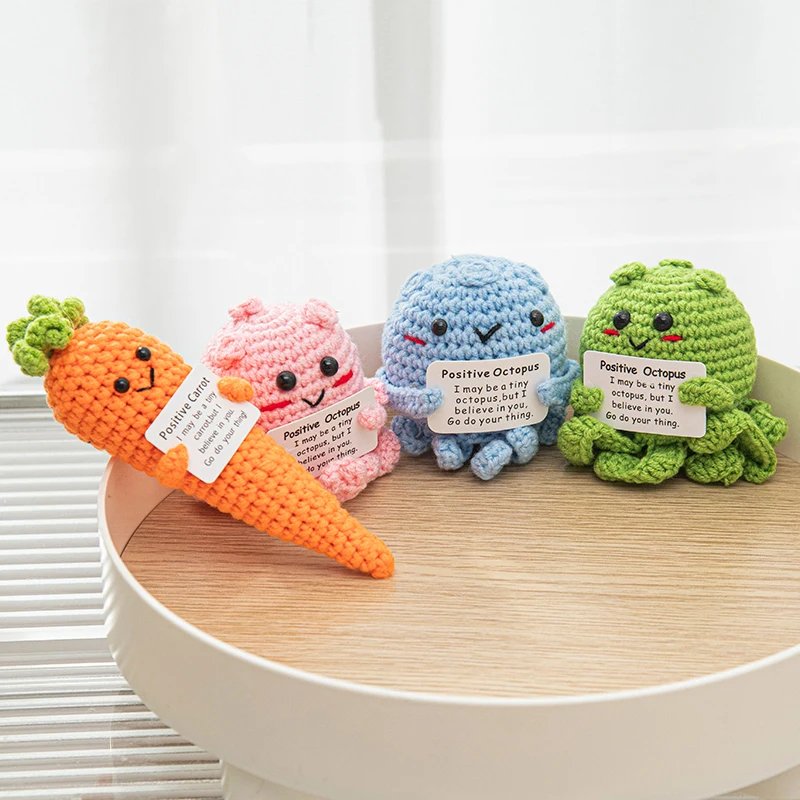 Crochet Doll Finished Crochet Animals Fruit Ornament Cartoon Hand Woven Octopus Frog Ornament Cute Room Decor Desk Decorations - Image 4