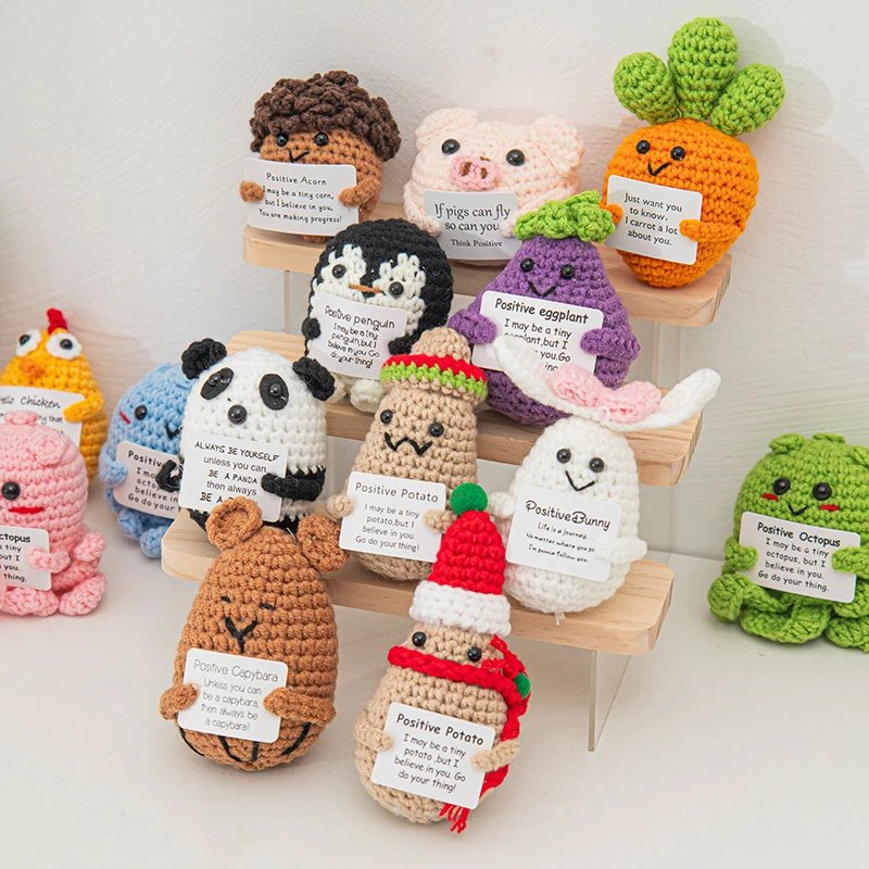 Crochet Doll Finished Crochet Animals Fruit Ornament Cartoon Hand Woven Octopus Frog Ornament Cute Room Decor Desk Decorations - Image 5