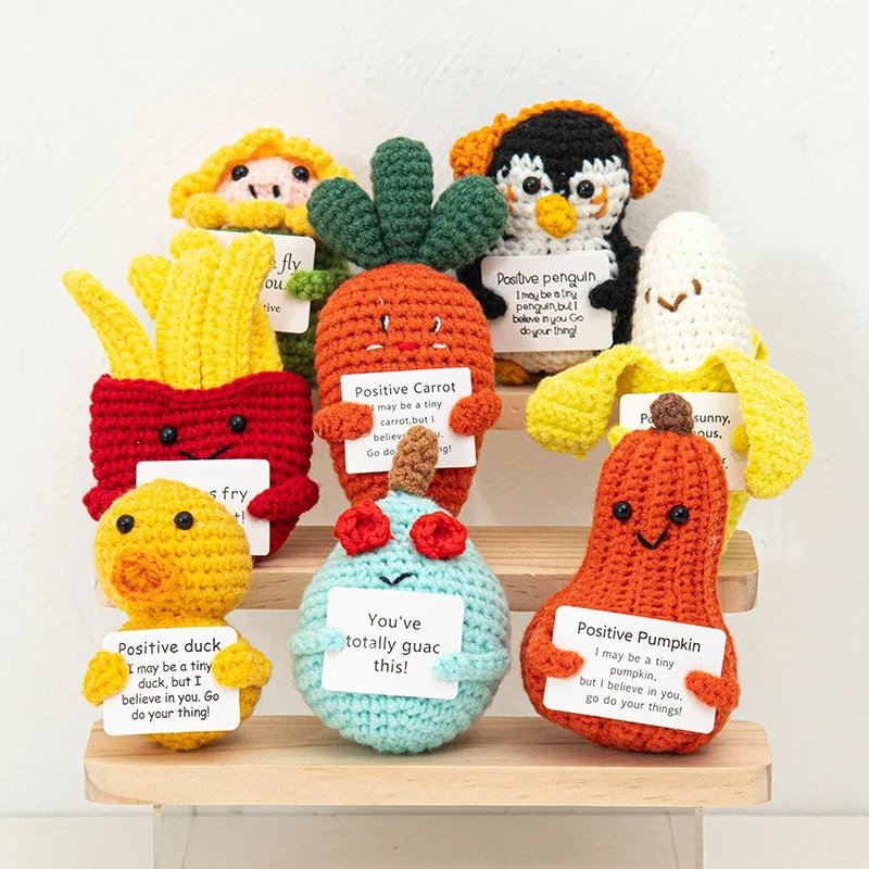 Crochet Doll Finished Crochet Animals Fruit Ornament Cartoon Hand Woven Octopus Frog Ornament Cute Room Decor Desk Decorations - Image 3