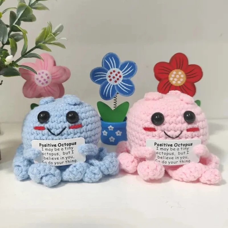 Crochet Doll Finished Crochet Animals Fruit Ornament Cartoon Hand Woven Octopus Frog Ornament Cute Room Decor Desk Decorations - Image 6