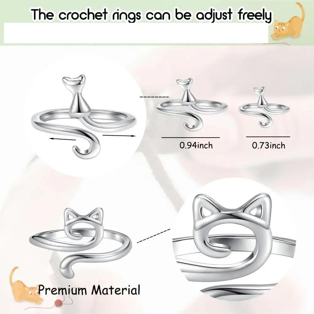 Alloy Crochet Rings Women Adjustable Sewing Accessories Crochet Tension Ring Silver Household Cat Yarn Guide Ring Alloy Crochet Rings Women Adjustable Sewing Accessories Crochet Tension Ring Silver Household Cat Yarn Guide Ring