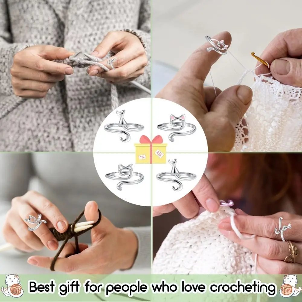 Alloy Crochet Rings Women Adjustable Sewing Accessories Crochet Tension Ring Silver Household Yarn Guide Ring - Image 4