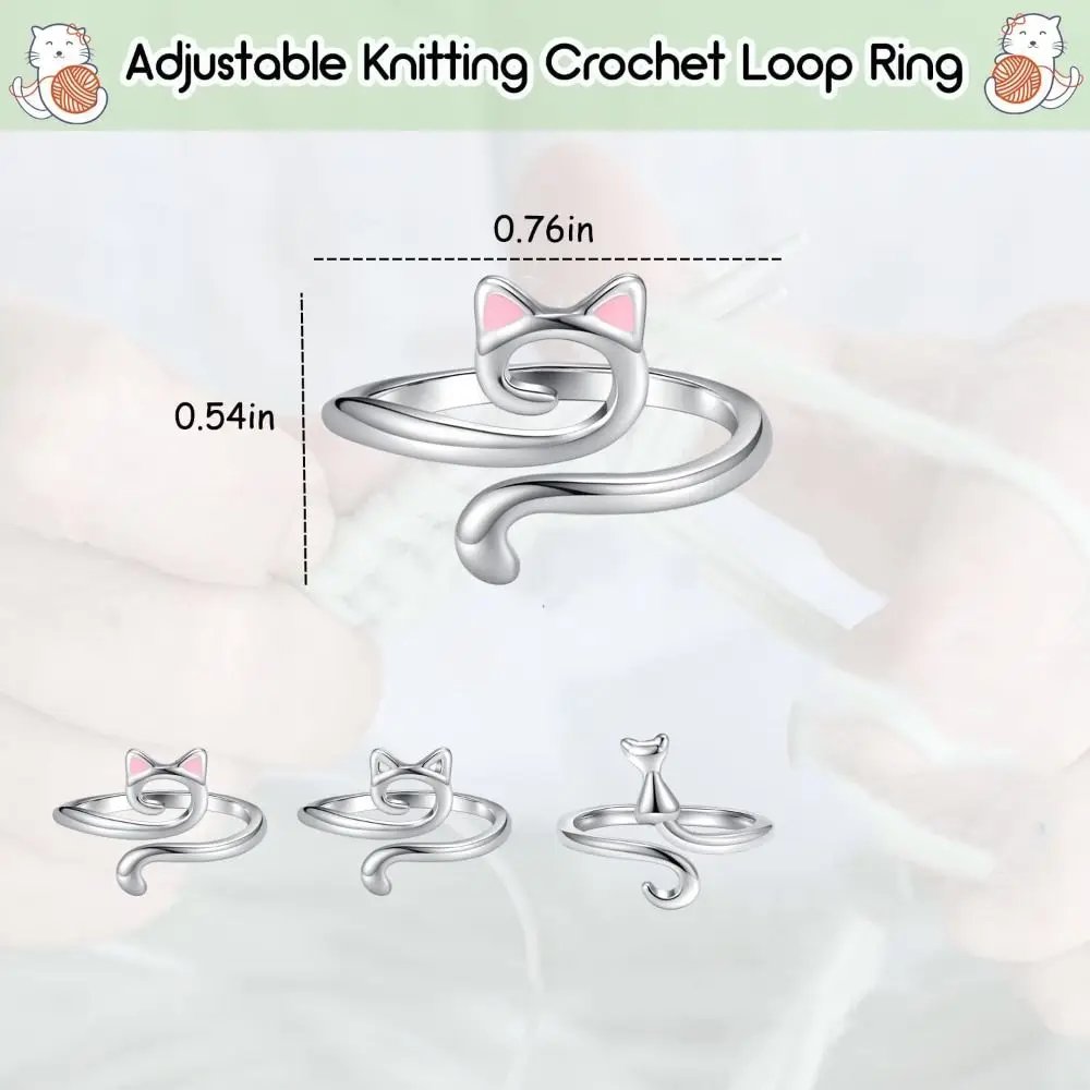 Alloy Crochet Rings Women Adjustable Sewing Accessories Crochet Tension Ring Silver Household Cat Yarn Guide Ring Alloy Crochet Rings Women Adjustable Sewing Accessories Crochet Tension Ring Silver Household Cat Yarn Guide Ring