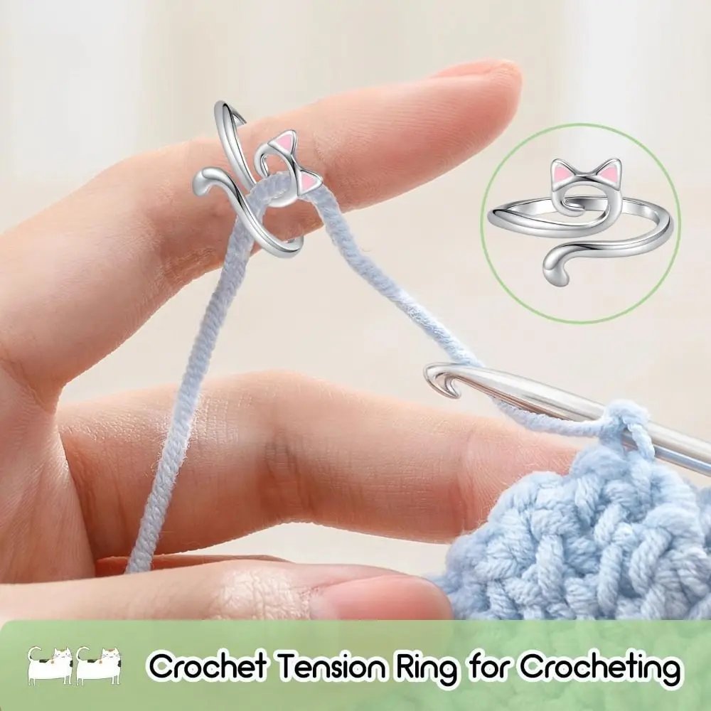 Alloy Crochet Rings Women Adjustable Sewing Accessories Crochet Tension Ring Silver Household Yarn Guide Ring - Image 2