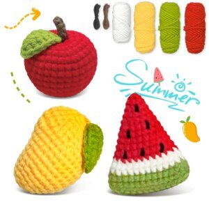 Fruit Crochet Set for Beginners,Include Step-by-Step Video Tutorials(Accessories In Random Color)