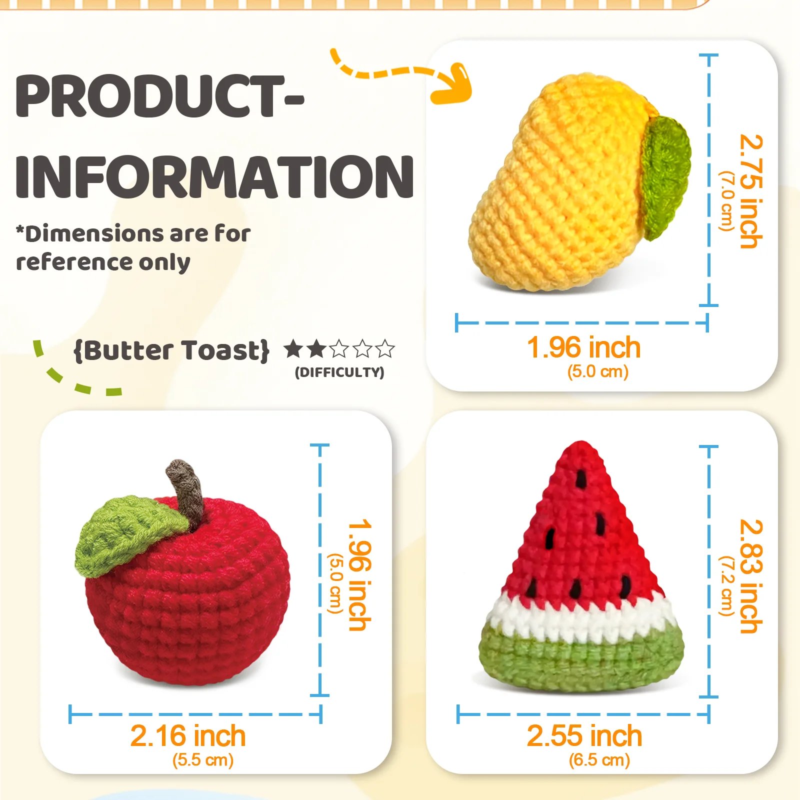 Fruit Crochet Set for Beginners,Include Step-by-Step Video Tutorials(Accessories In Random Color) - Image 2