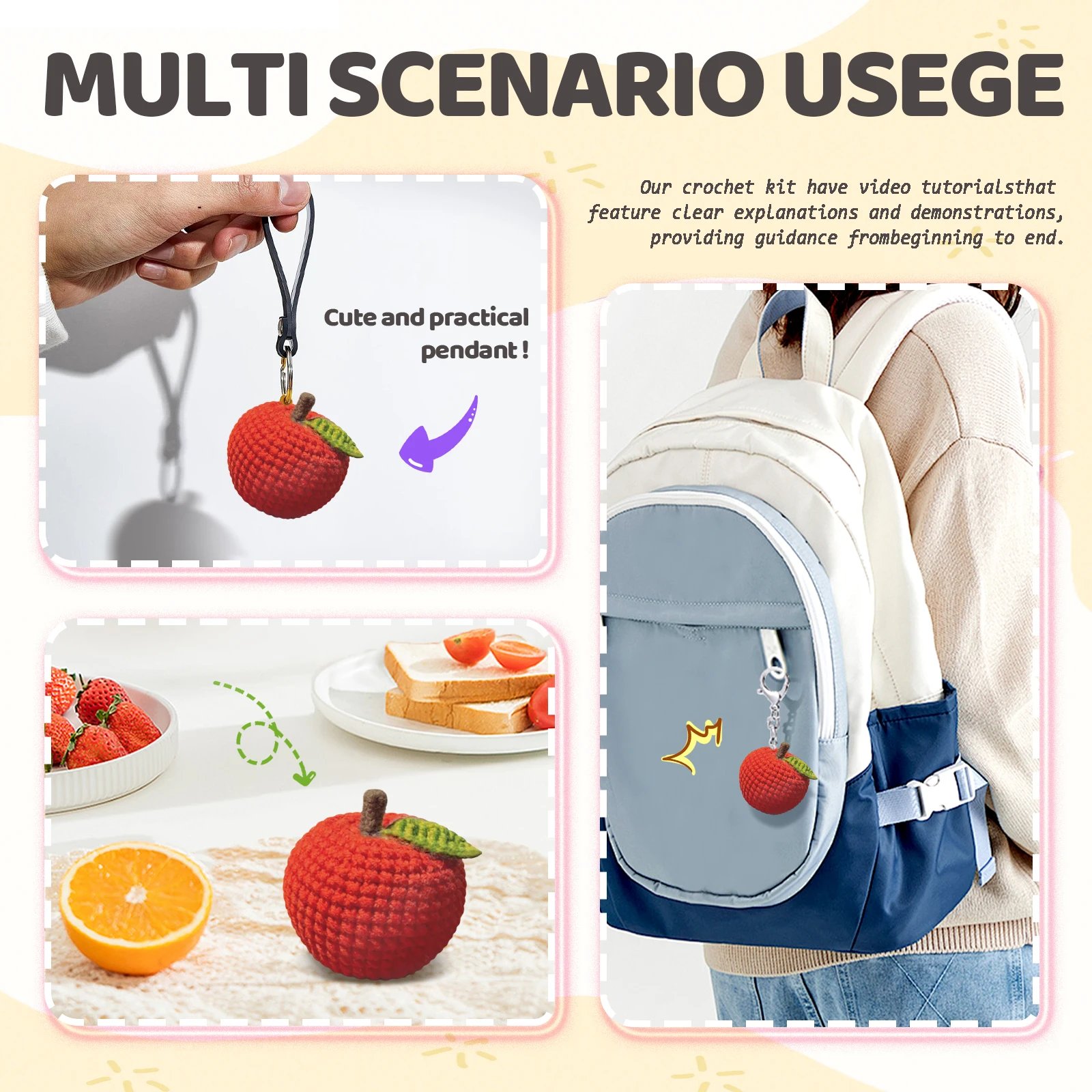 Fruit Crochet Set for Beginners,Include Step-by-Step Video Tutorials(Accessories In Random Color) - Image 5