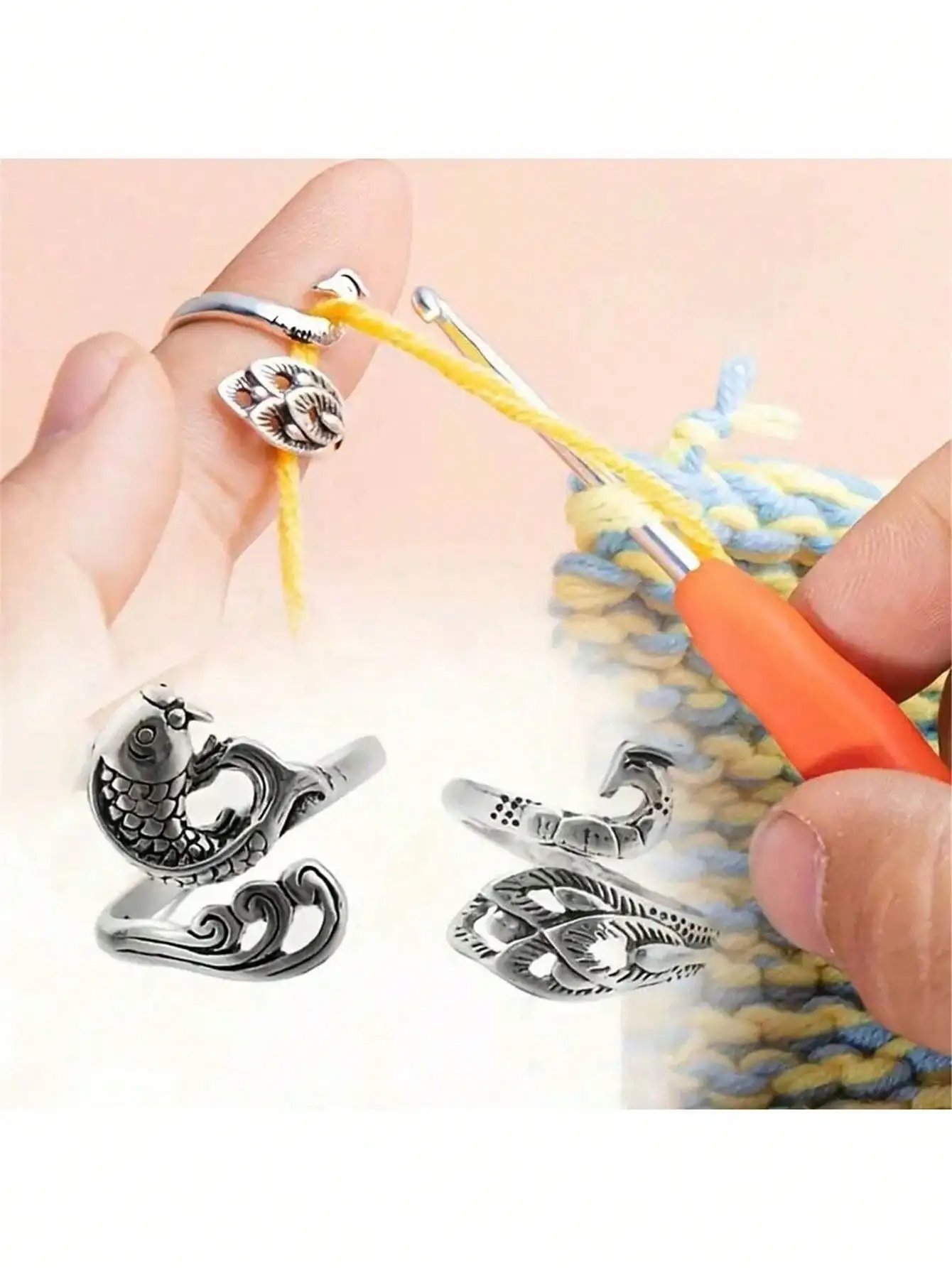 1/2/3/4pc Adjustable Knitting Loop Set: Crochet Loop, Knitting Ring Yarn Guides - Image 3