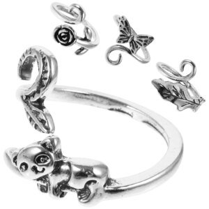 4Pcs Metal Crochet Finger Rings Adjustable Yarn Tension Control Tool for Knitting Crocheting Finger Protection