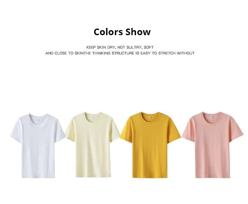 Women 100% Cotton T Shirts.Casual Female Regular Fit Soft Tees Short Sleeve Summer Tops.Yellow Pink Green White